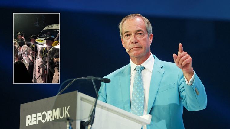 Nigel Farage warns Britain 'on edge of serious civil disturbance' as anti-migrant protests rock south coast