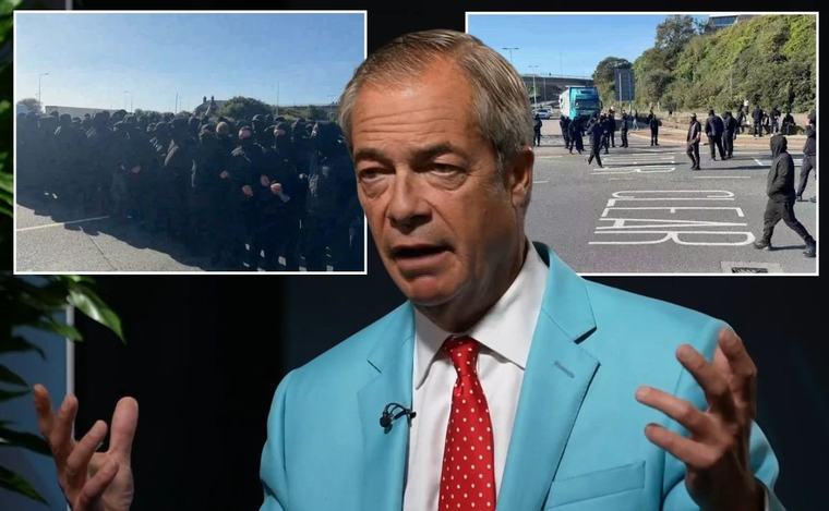 Nigel Farage blasts 'disgusting' black-clad balaclava-wearing protesters blocking Dover port