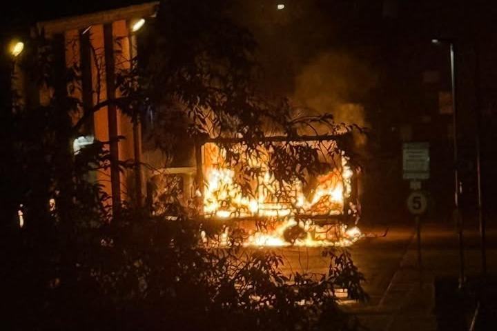 WATCH: Fire burns as arsonists torch lorry in Peterborough city centre in early morning attack