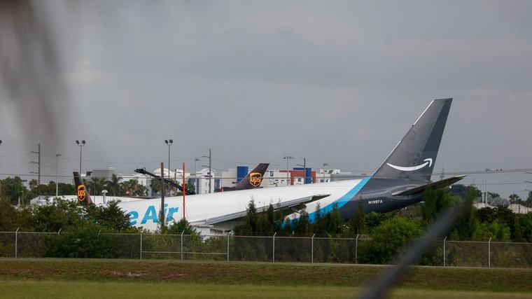 Amazon cargo plane overshoots runway at Miami airport