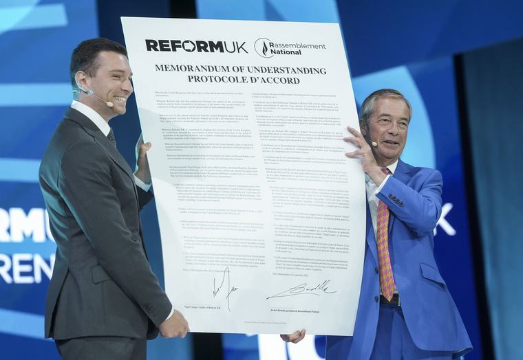 Nigel Farage signs 'memorandum of understanding' with France's Jordan Bardella as they vow to stop small boats 'forever'